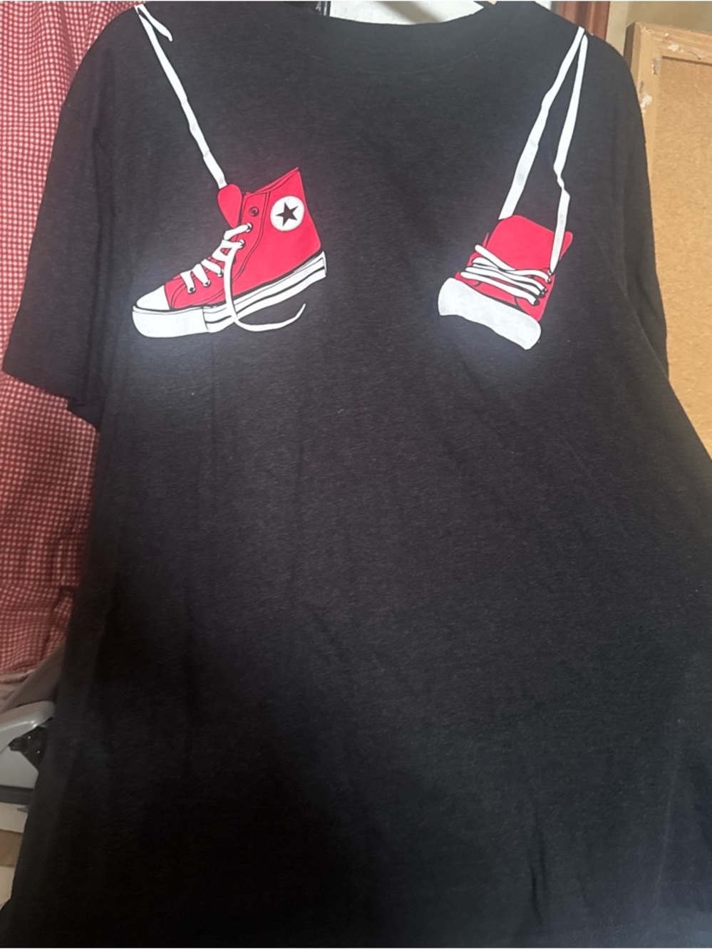 Black Tee with Red Sneaker Graphic